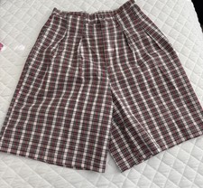 Vintage Palmetto s High Rise Red Cream Plaid Shorts Size 9 Made In USA Women's