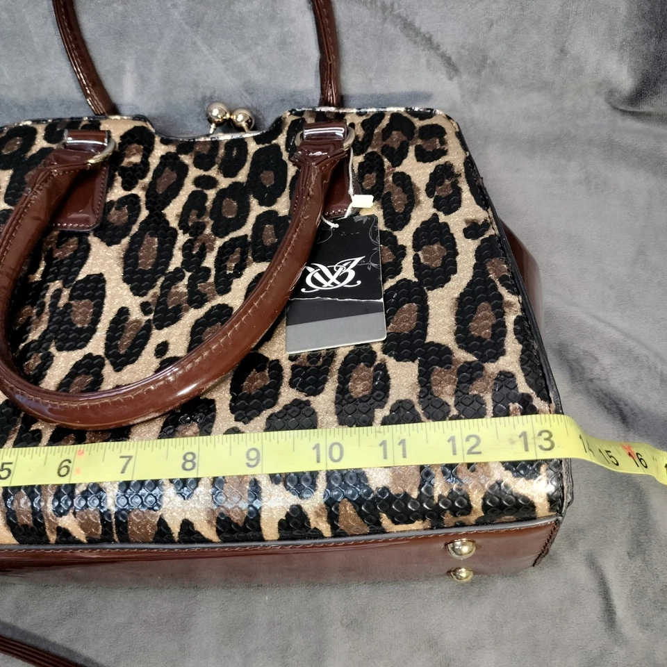 Cartera de hombro con estampado de animales de charol marrón con correa extraíble Foto 2 de 4