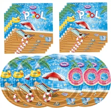 40-Piece Pool Party Tableware Set for End of School Celebrations