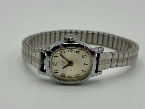 Timex Vintage Women's Mechanical Wind-Up Watch Silver Tone, Flexible Band