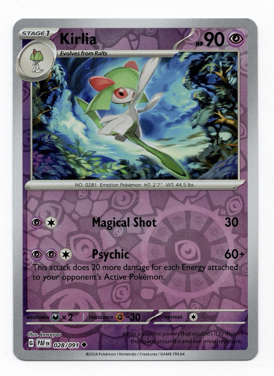 Kirlia 028/091 Sv: Paldean Fates Reverse Holo Card NEAR MINT/MINT