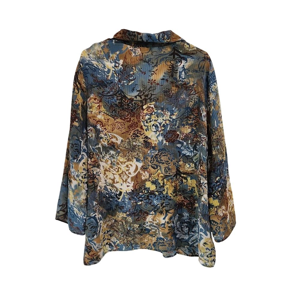 Camisa Blusa Sere Nade Boho Hippie Manga Larga Abotonada Multicolor Floral 2X Foto 2 de 4