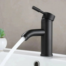 Black Minimalist Style Bathroom Faucet Hot Cold Water Sink Mixer Tap Stainless S