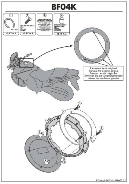 Support Tanklock Kawasaki ER-6 et Versys 1000 bague de fixation rapide en acier carbone
