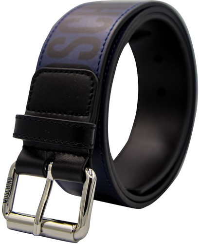 Moschino Printed Leather Belt Men's Designer Belt Blue - 第 1/5 張圖片