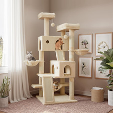 65In Larger Cat Tree Tower Condo for Indoor Kitties/Multi-Level Furniture Activi