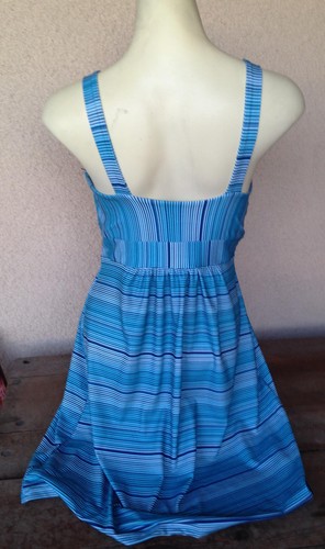 Womens Tehama Tennis Dress Jersey Turquoise Blue Small NWT New Stripes Straps - Picture 2 of 3