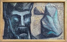 1950s ABSTRACT CUBISM EXPRESSIONISM MODERNIST PAINTING MID CENTURY FAMOUS LISTED