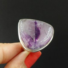 Natural Amethyst Pear Gemstone 925 Sterling Silver Adjustable Ring