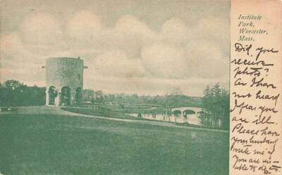 c1905 Institute Park Worcester  Postmark Postcard P34