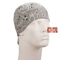 SILVER GRAY Paisley FITTED BANDANA w/TIES Head Wrap Skull Cap DOO DO Du Rag TIED