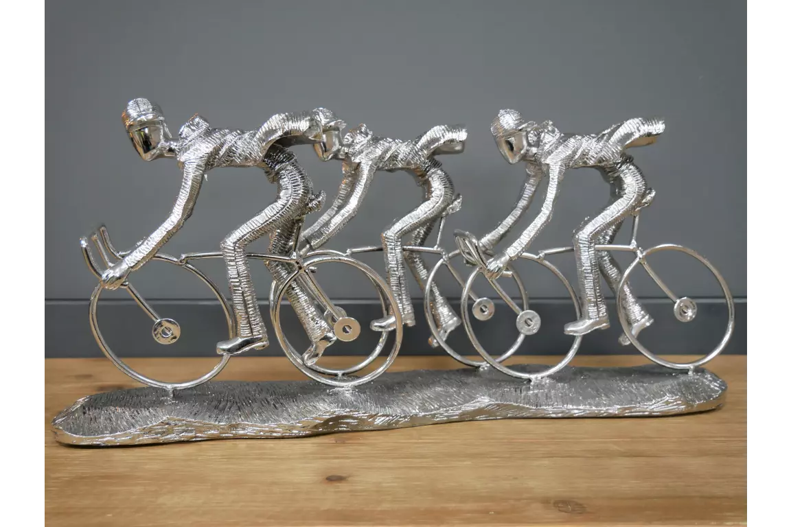 Huge 49cm Iconic Cycling Race Silver Ornament Statue Gift Bike Lover