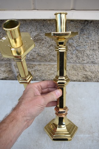 Pair of Nice Older Altar Candlesticks, 13 1/4" ht. (CU332) chalice co. - Picture 5 of 6