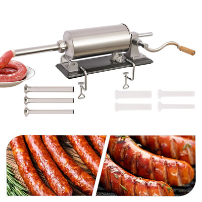 4L Manual Meat Sausage Stuffer Maker Horizontal Commercial Home Filler Durable