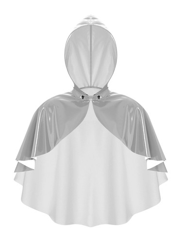 Damen Wetlook PU Leder Umhang mit Kapuze Halloween Cosplay Kostüm Kurz Cape - Bild 39 von 66