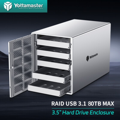 Yottamaster 4 5 Bay Typ-C Typ-B Festplattengehäuse Ghäuse für 2,5'' 3,5'' HDD 64TB