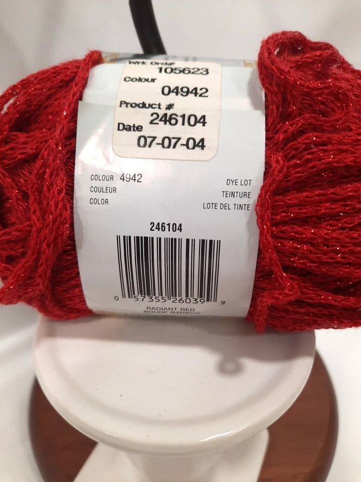 Hilo brillante Patons color rojo radiante #4942 1,75 oz 50 g hilo brillante NUEVO Foto 3 de 4