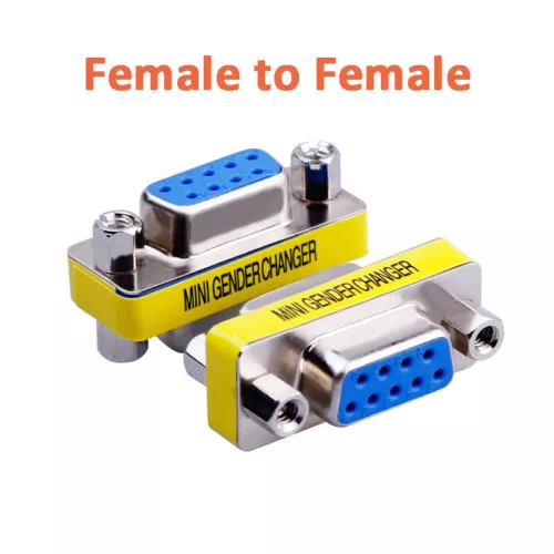 RS-232 DB9 9 Pin Male Female F-F/M-M Serial Cable Gender Changer Coupler Adapter - Picture 8 of 8