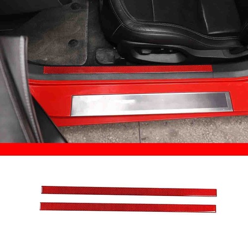 Red Carbon Fiber Door Sill Guard Panel Cover For Chevrolet Corvette C7 2014-2019 - Picture 10 of 11