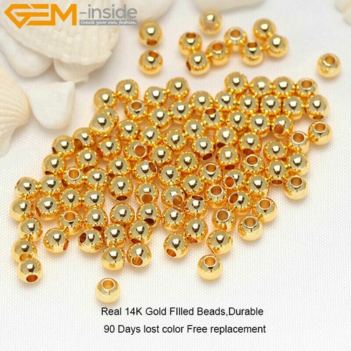 14K Gold Filled Round Yellow Spacer Loose Beads For Jewelry Making 100 Pieces - Picture 4 of 26