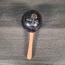 Vintage Cuban Gourd Maraca Hand Carved Souvenir Instrument Cuba Shaker