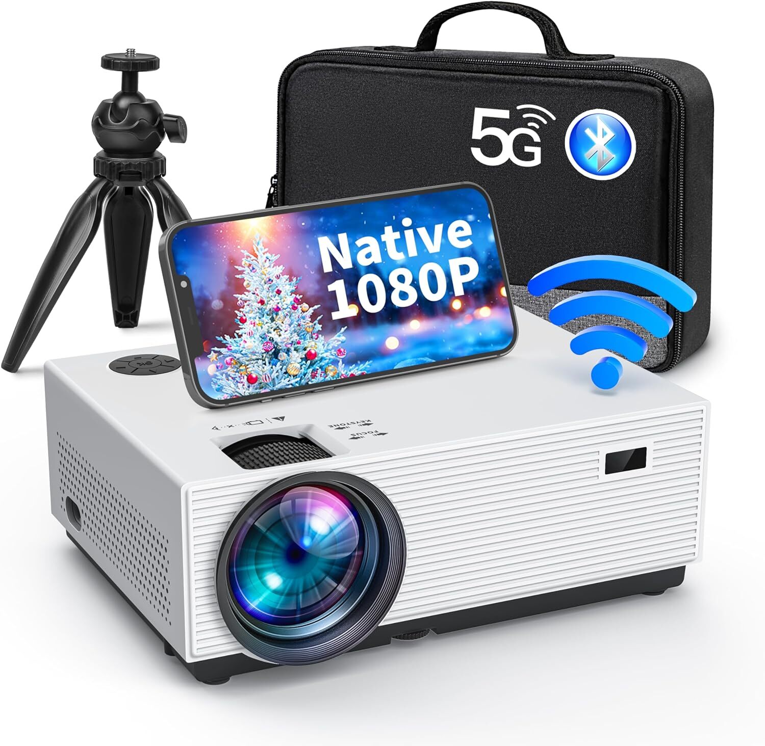 4K Movie Projector 45000LMS LED 1080P HD 5G WiFi Bluetooth Portable Home Theater