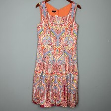 Talbots Womens Sz 8 Paisley Print Sleeveless Fit And Flare Midi  Dress Lined NWT