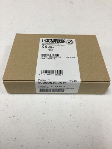 NEW NIB PHOENIX CONTACT 27 61 87 1 / 2761871 SUBCON-PLUS F3 D-SUB CONNECTOR - Afbeelding 1 van 10