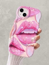 Glossy Pink Lips Case for iPhone 15 Pro Max