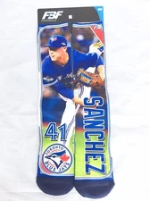 New For Bare Feet Toronto Blue Jays Aaron Sanchez MLB Player Photo Crew Socks M