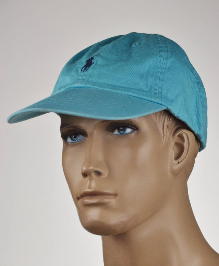 Cappello berretto baseball Ralph Lauren blu turchese blu pony taglia unica nuovo con etichette