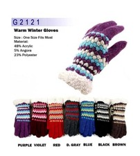 KNITTED GLOVES W / FUR-LIKE TRIM - GL-G2121