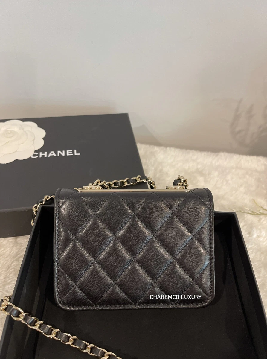 🖤NEW CHANEL Small Black Trendy Mini WOC 🖤 Wallet On Chain Card Coin Flap  Bag