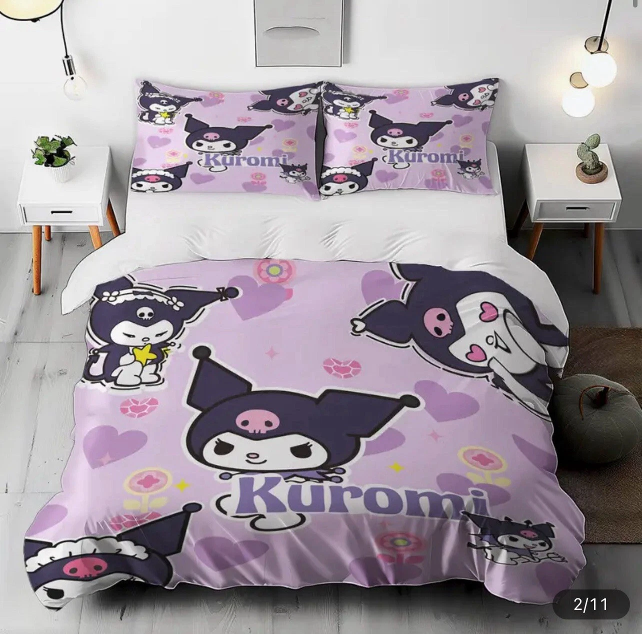 Kuromi Bedding Set Purple Sanrio Kawaii Bedding Set