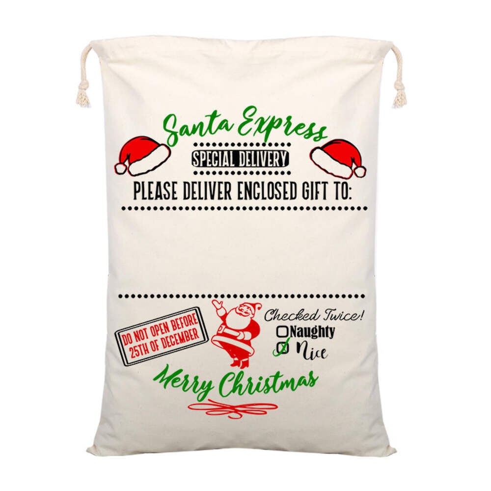 NNEDSZ 50x70cm Canvas Santa Sack with Reindeer Print for Kids Christmas Stocking