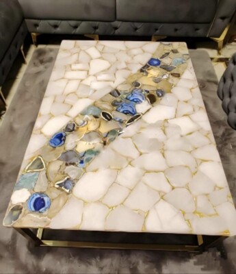 24''x36'' Mix Agate Rectangle Stone Conference Counter Top Table Top Dining Table