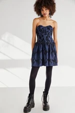 NWT FREE PEOPLE Sz 10 ANNA SUI DENIM EYELET EMBROIDERY MINI CORSET DRESS