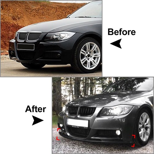 US Front Bumper Spoiler Lip+Side Splitter Cover Trim For BMW 3 Series E90 Carbon - Picture 2 of 7