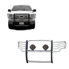 Black Horse 17FP30MSS-PLB SS Grille Guard w/LED for 09-14 Ford F150