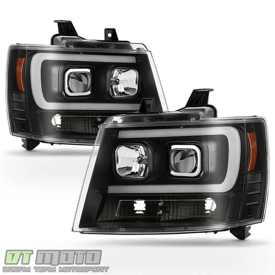 NEW Black 2007-2014 Chevy Suburban Tahoe Avalanche LED DRL Projector Headlights - Imagem 2 de 4