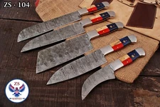 CUSTOM HANDMADE DAMASCUS STEEL CHEF KNIFE KITCHEN KNIVES SET CHEF SET  - ZS 104