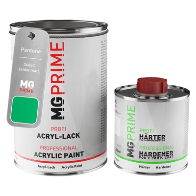 Pantone 3405C Green seidenmatt Acryl Lack 1,5 Liter 1500 ml Dose inkl. Härter
