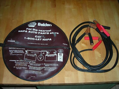 Vintage NAPA BELDEN Automotive JUMPER CABLES and Vinyl Case Made in USA 12'