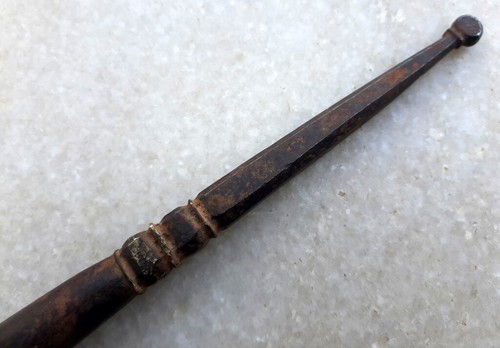 Antique Old Rare Collectible Hand Carved Solid Iron Made Spear Bottom End Lance - Picture 7 of 8