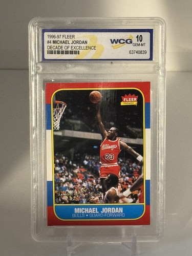 MICHAEL JORDAN FLEER DECADE OF EXCELLENCE ROOKIE CARD #4 WCG GEM MINT 10 1996-97 - Picture 3 of 5
