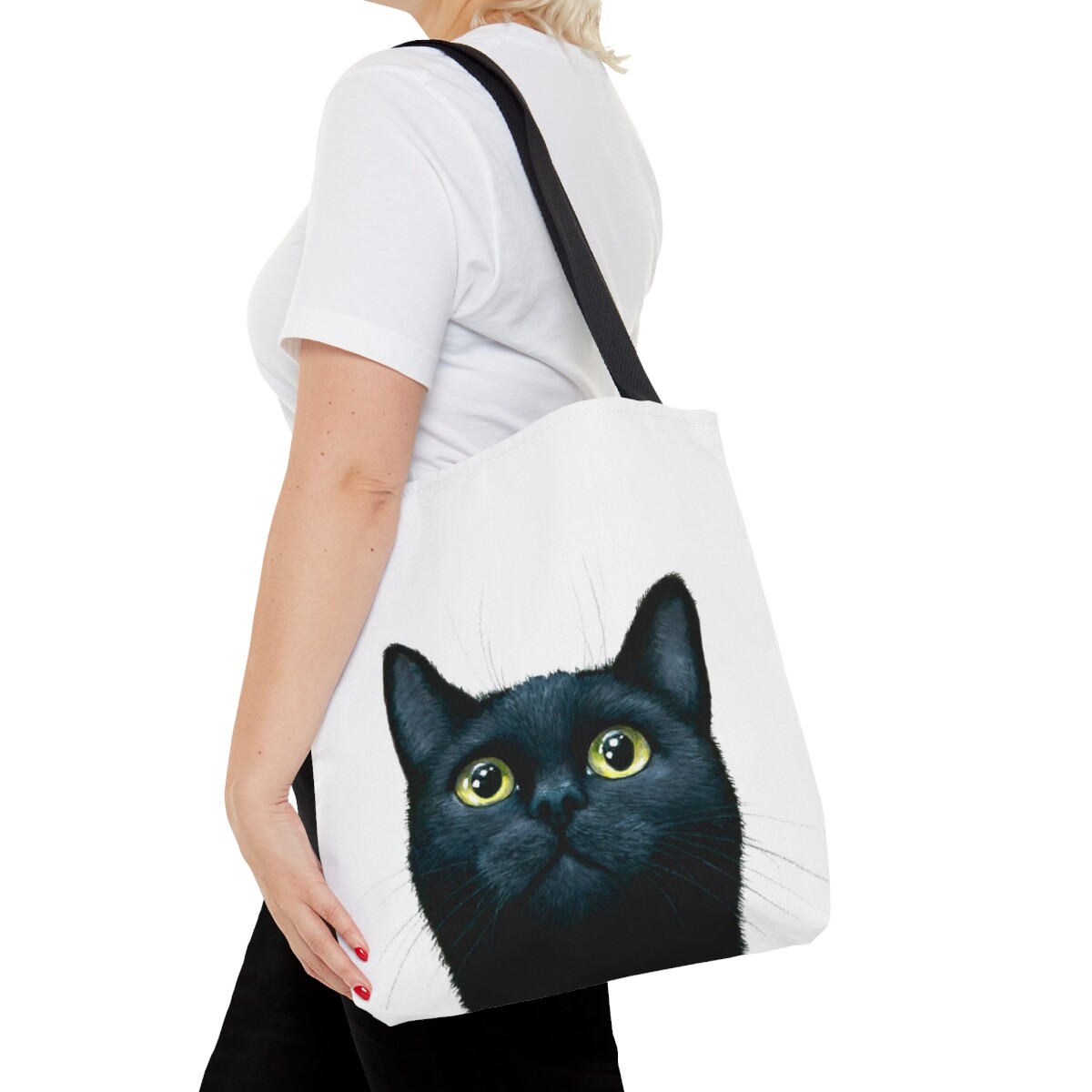 Black Cat Funny Art Tote Bag by L Dumas All Over Print-image