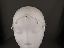 silver tone hair jewelry accessory head dress piece multi chain dangle accessory