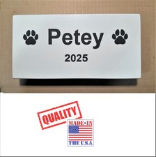 CUSTOM ENGRAVED STONE PET MEMORIAL, HEADSTONE, GRAVE MARKER WITH PAW PRINTS