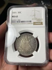 1891 NGC MS62 Seated Liberty Half Dollar Rare Date!