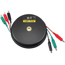 10ft Retractable 3 Wire Test Lead with Red/Black/Green Alligator Clips, 18awg...